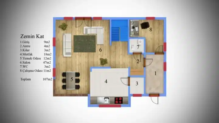 celik-ev-189-metre-kare-zemin-kat-plani